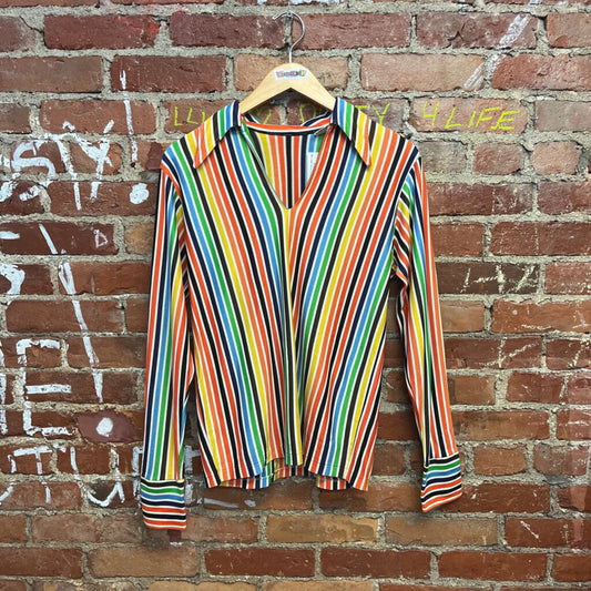 Vintage 1960s Striped Polo Top Size Small