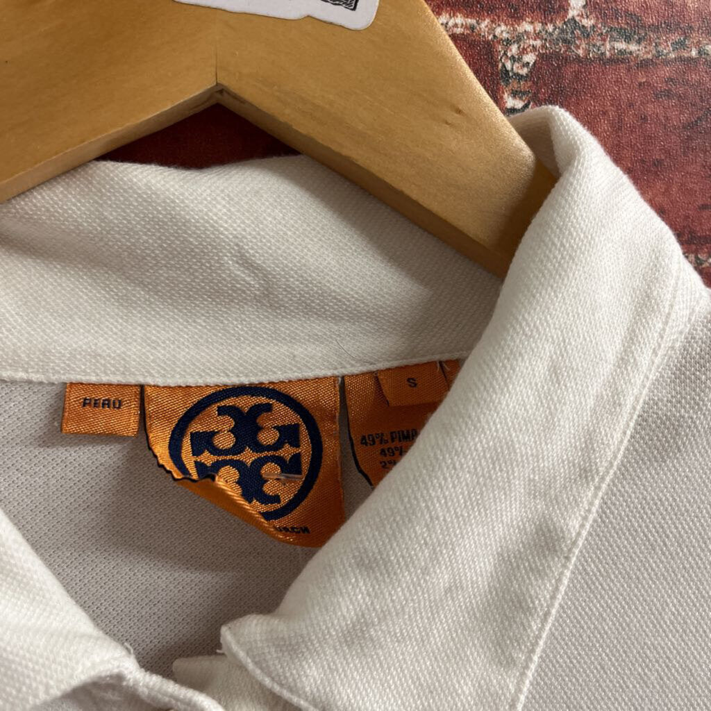 Tory Burch Long Sleeve Polo White Size Small