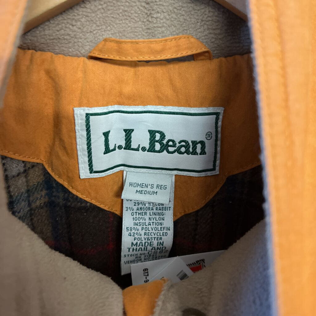 LL Bean Puffer Parka Jacket Orange Size M