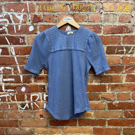 We The Free Rouched Tee Top Blue Size Small