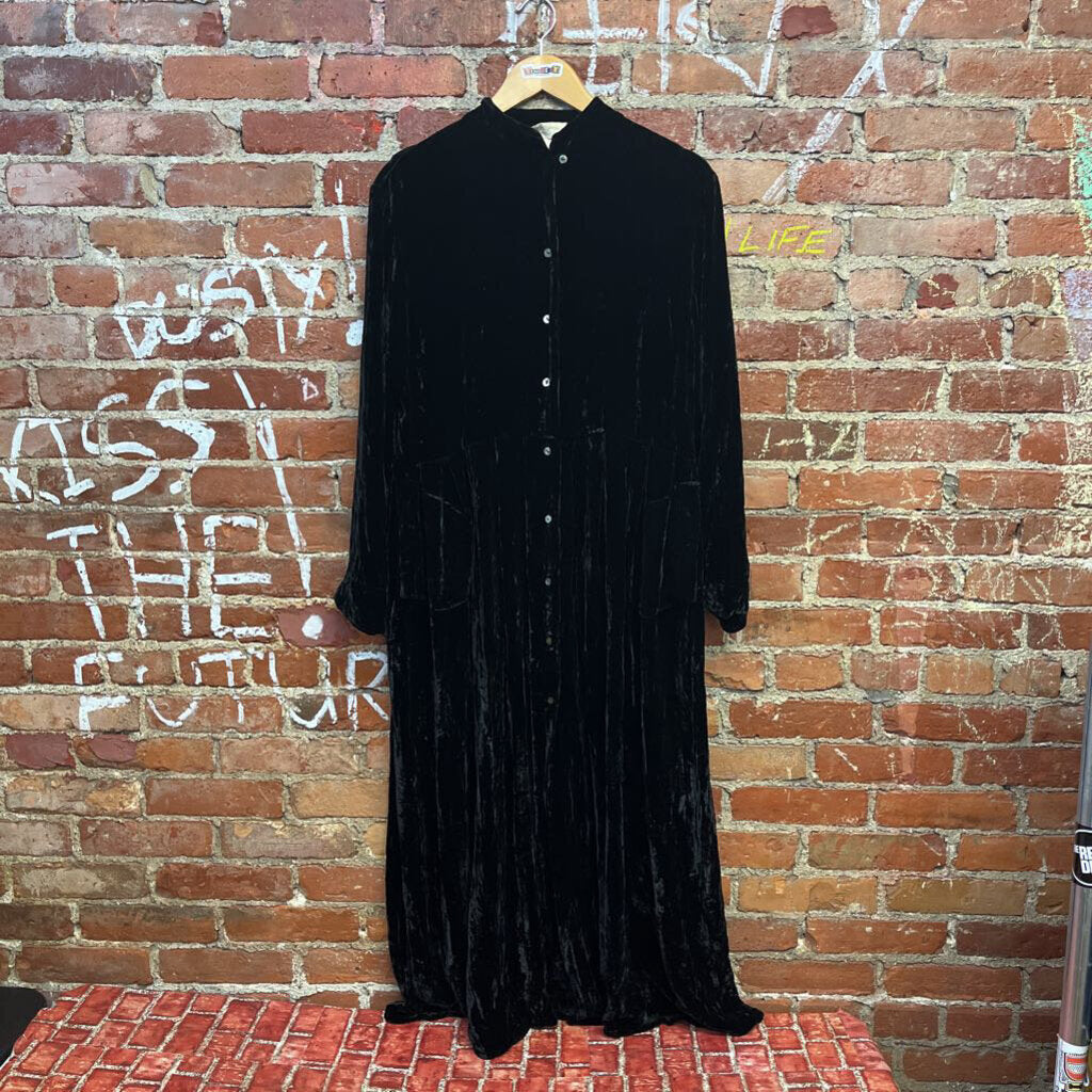 Vintage Hanna Hartwell velour long Sleeve dress Blkack Size S