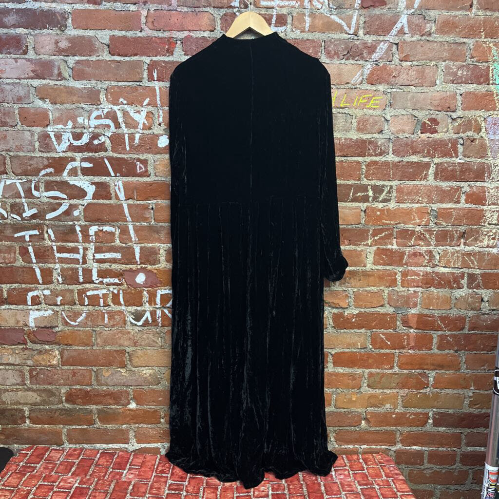 Vintage Hanna Hartwell velour long Sleeve dress Blkack Size S