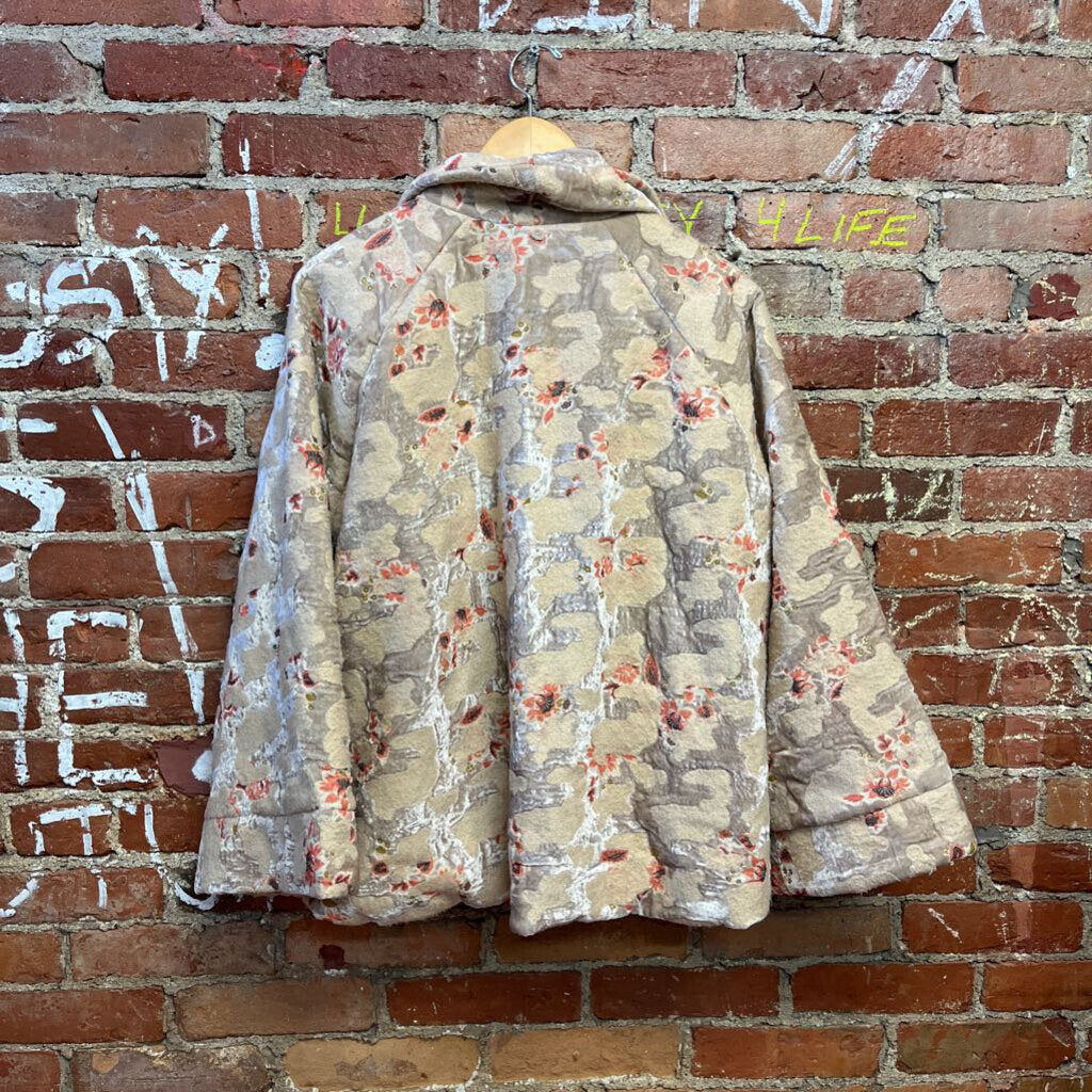 Anthropologie Blanket Jacket Beige Floral Size Medium