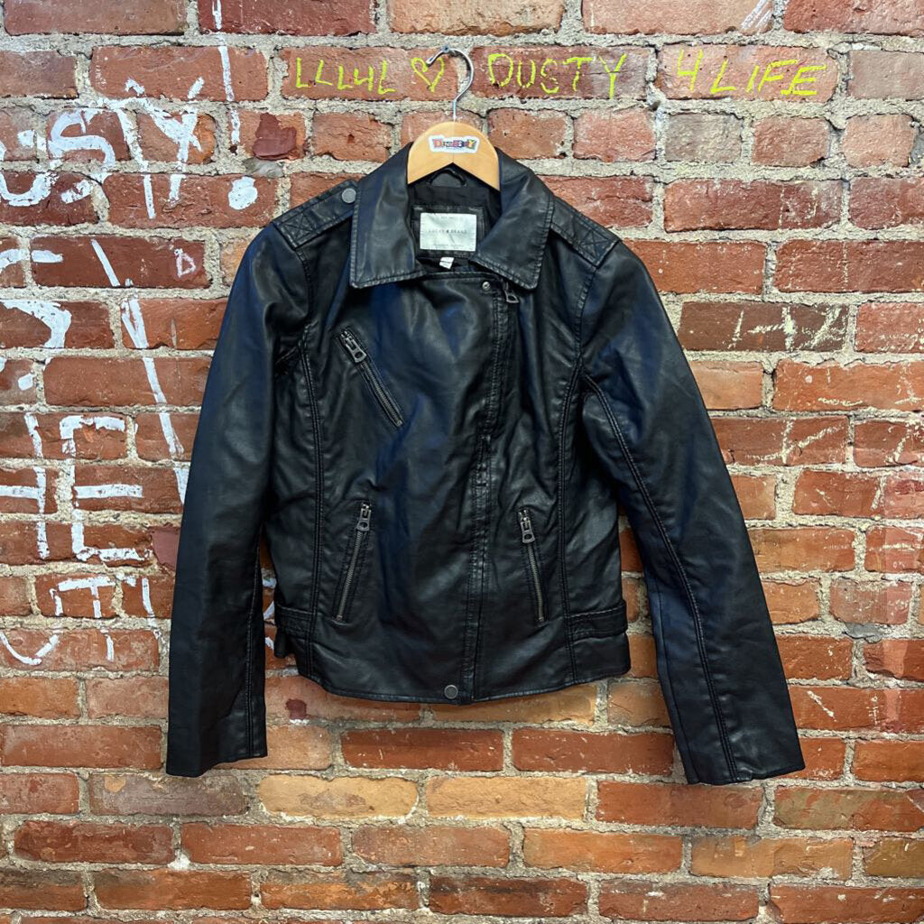 Lucky Brand Motorcycle Faux Leather Jacket Black Size M