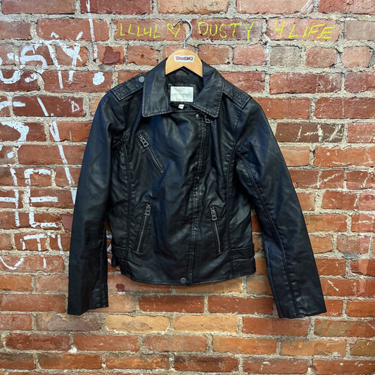 Lucky Brand Motorcycle Faux Leather Jacket Black Size M