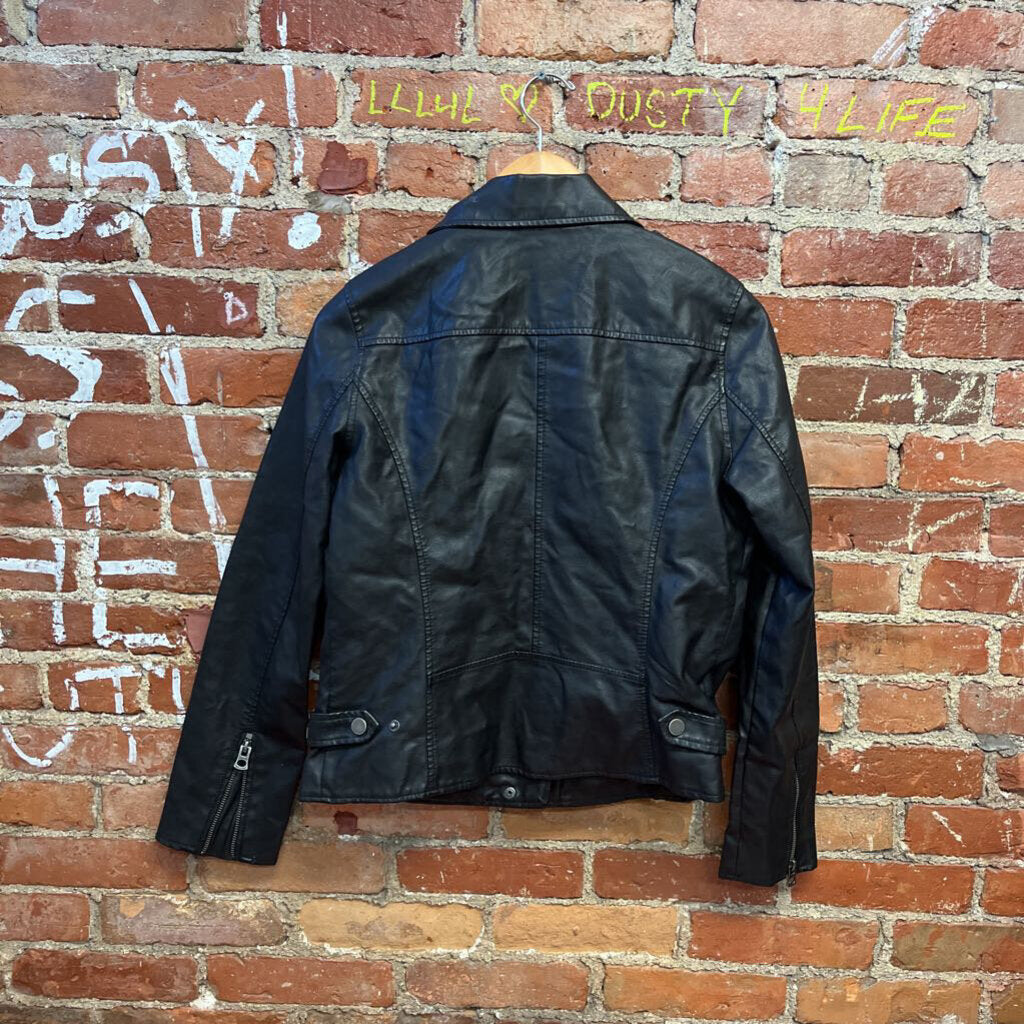 Lucky Brand Motorcycle Faux Leather Jacket Black Size M