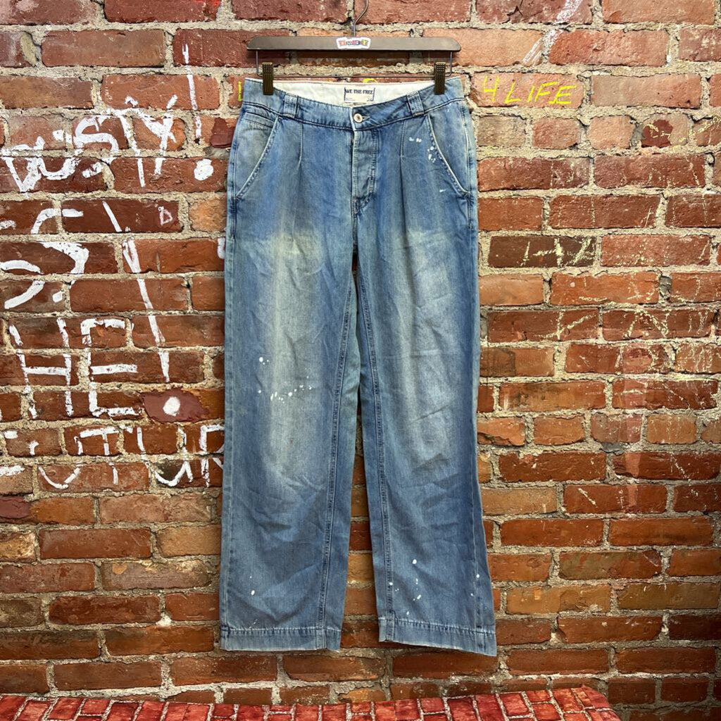 We The Free Wide Leg Splatter Jeans Blue Size 26