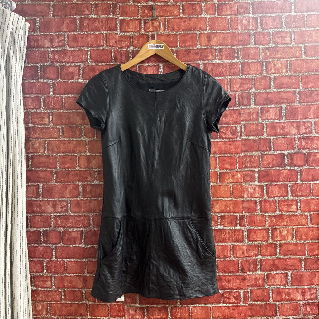 Jigsaw Leather Mini Dress black Size 8