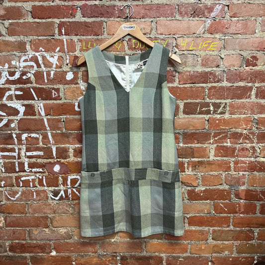 Volcom Plaid Midi Dress Green Size Medium