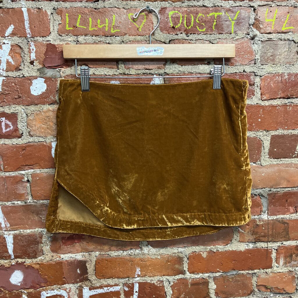 Free People Gold Velvet Micro Mini Skirt Size 4