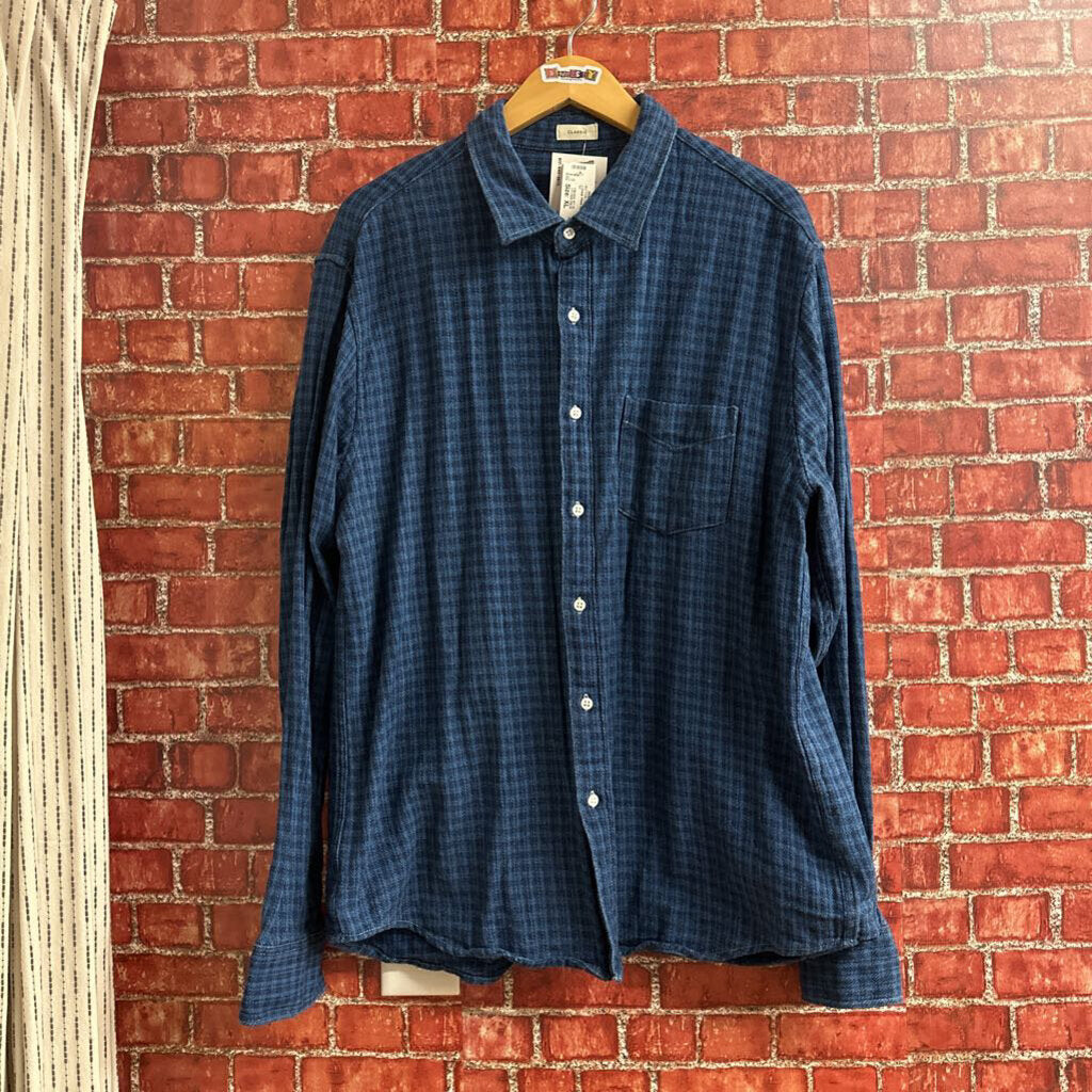 J Crew Plaid button Down blue Size XL