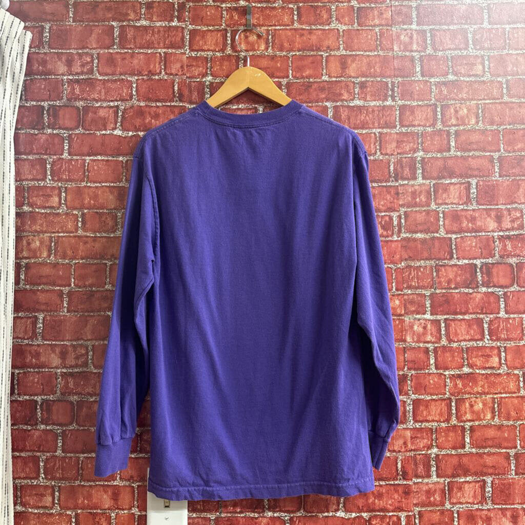 Pleasures Purple Long Sleeve Spell-Out Tee Size M