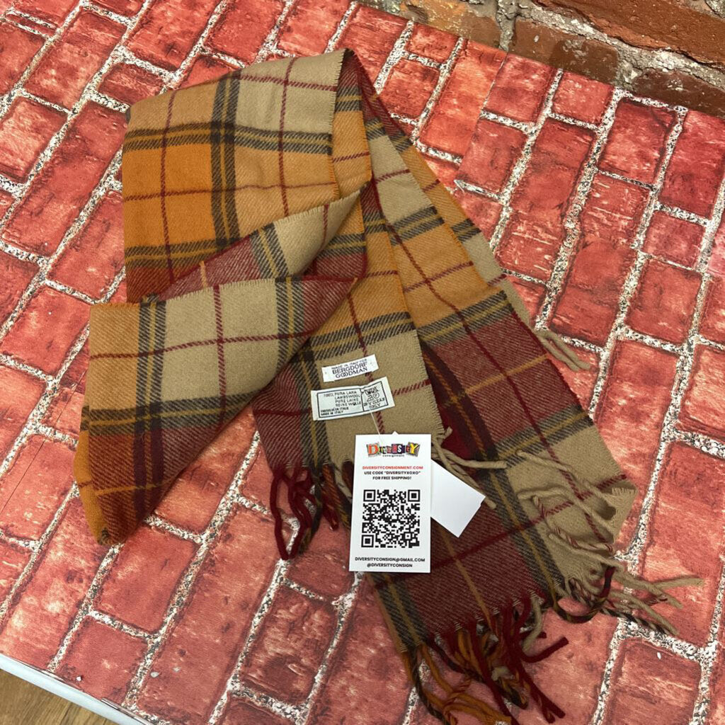 Bergdorf Goodman Vintage Plaid Scarf Orange OS