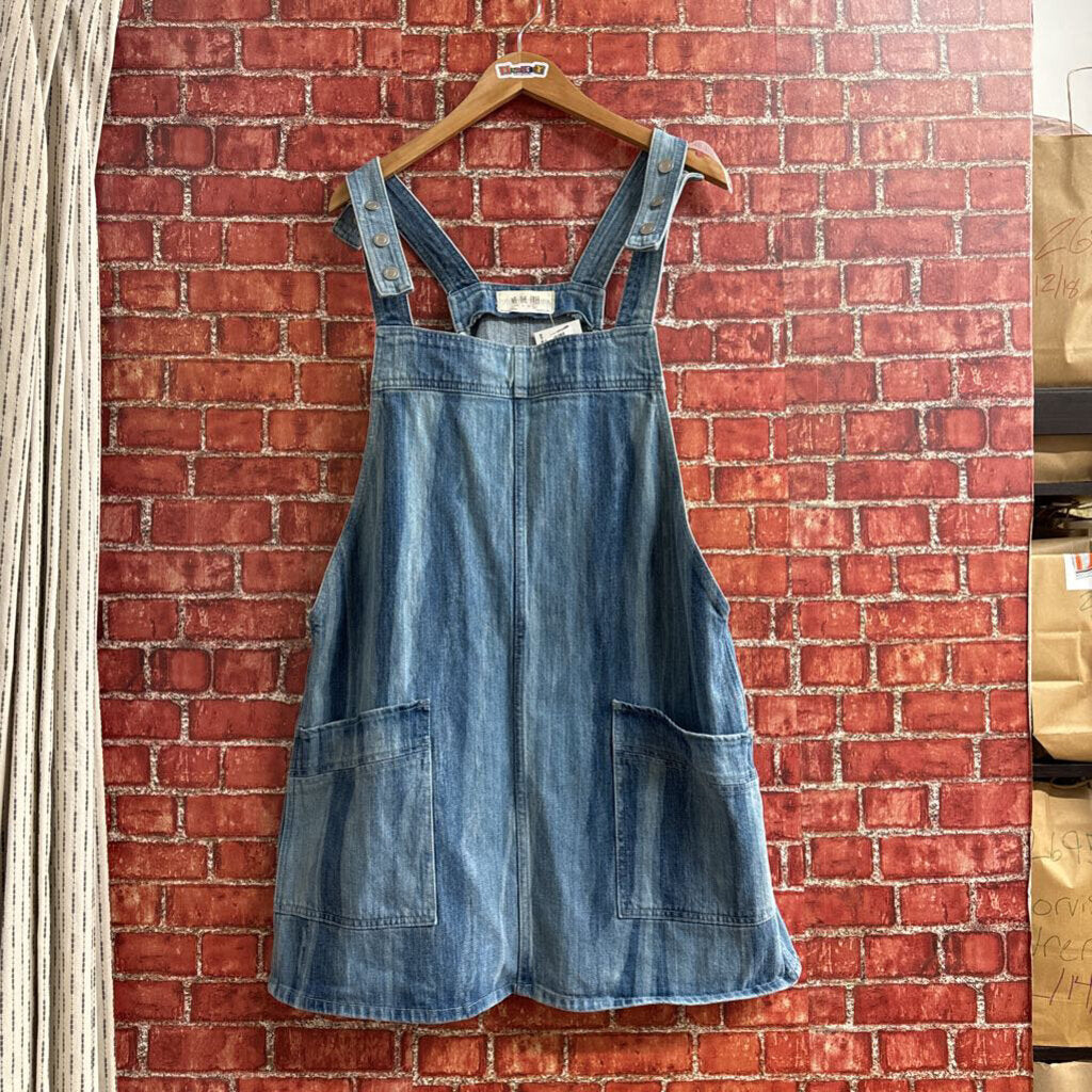 We The Free Overalls Blue Striped Size Large