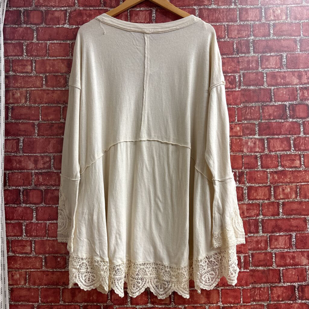 Free People Lace Sweater Top Cream Size Small