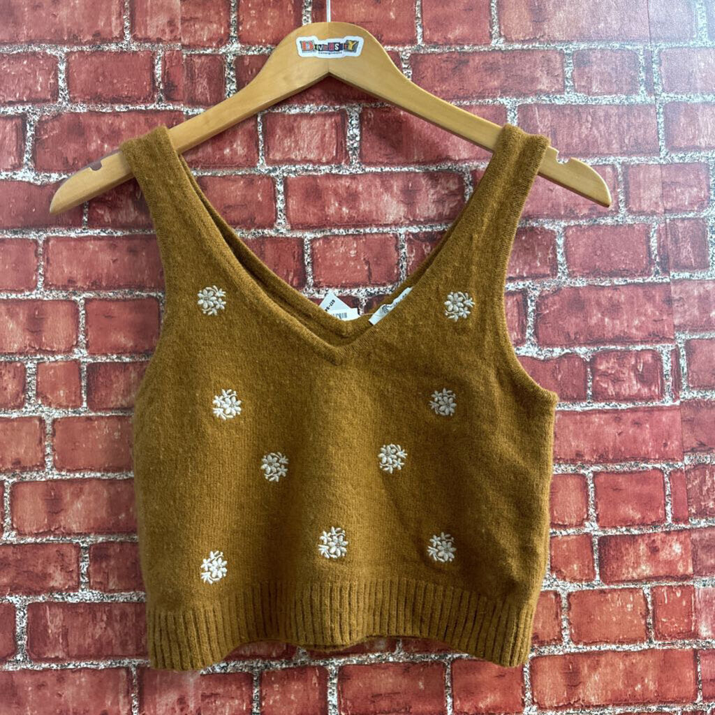 Madewell Knit Embroidered Tank Yellow Size S