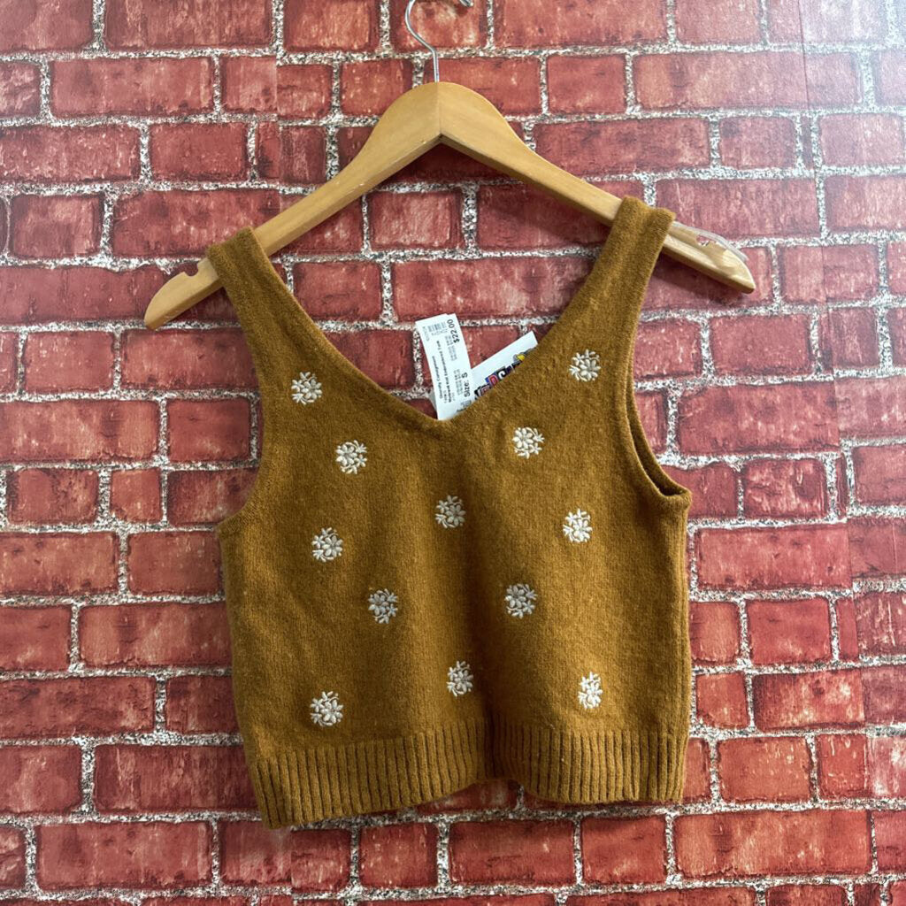 Madewell Knit Embroidered Tank Yellow Size S