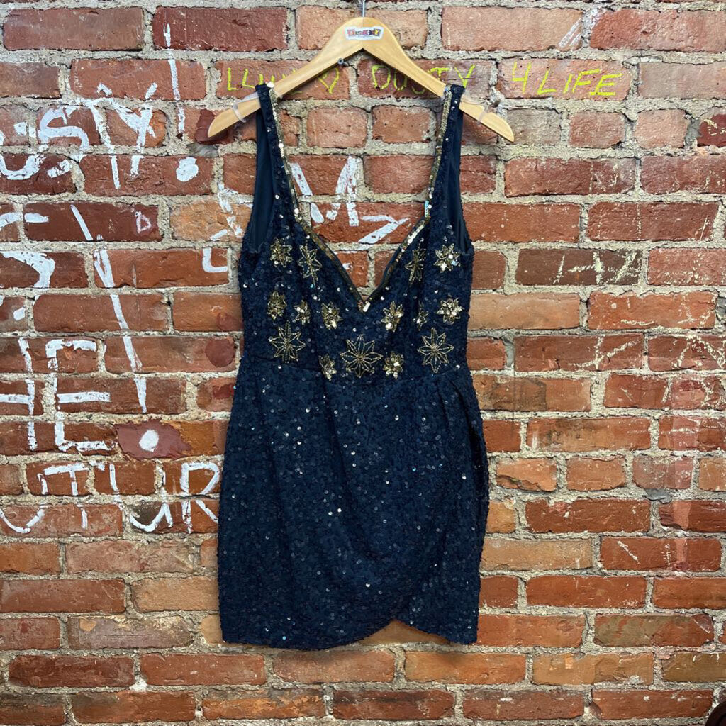 Band Of Stars Blue Sequin Top Blue Size L