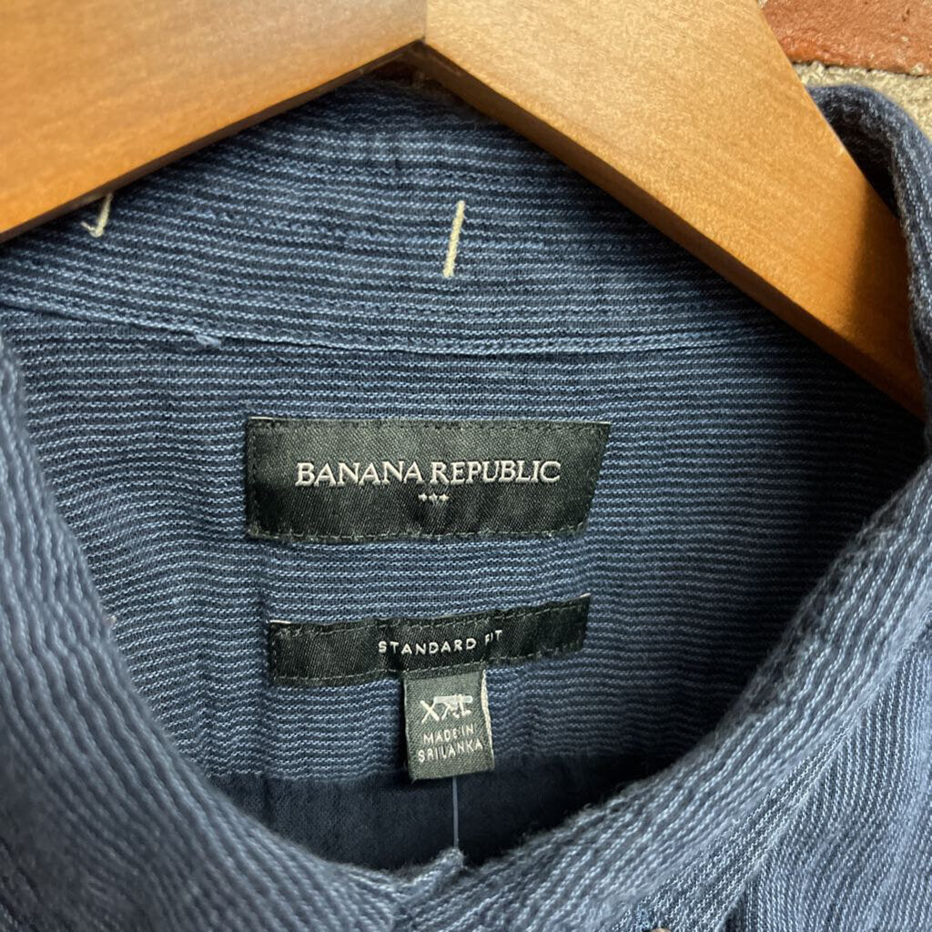 Banana Republic Blue Ribbed Button Up Size XXL