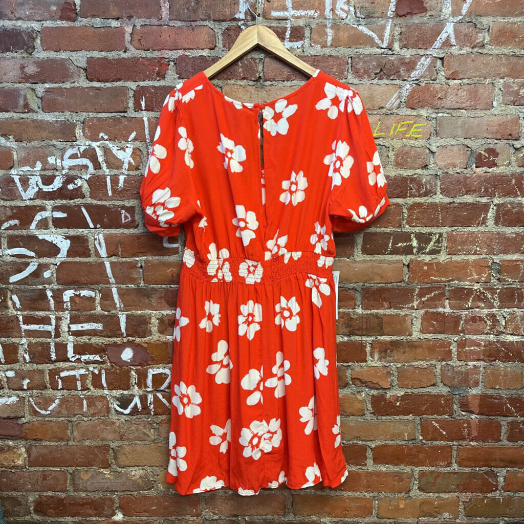 NWT Topshop Floral Mini Dress Red White Size 14