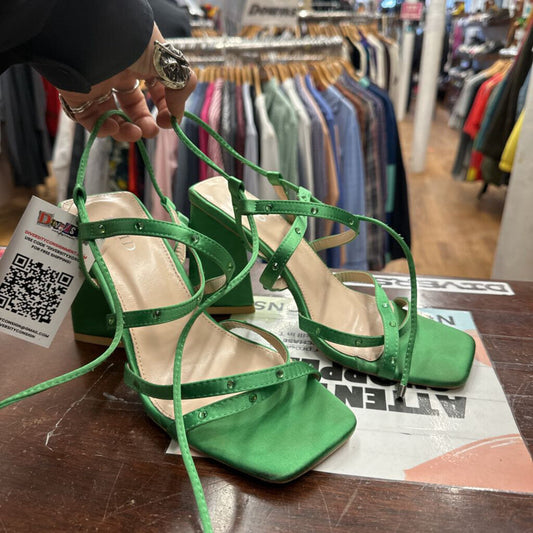 Raid Wide Fit Strappy Heels Green Size 8L