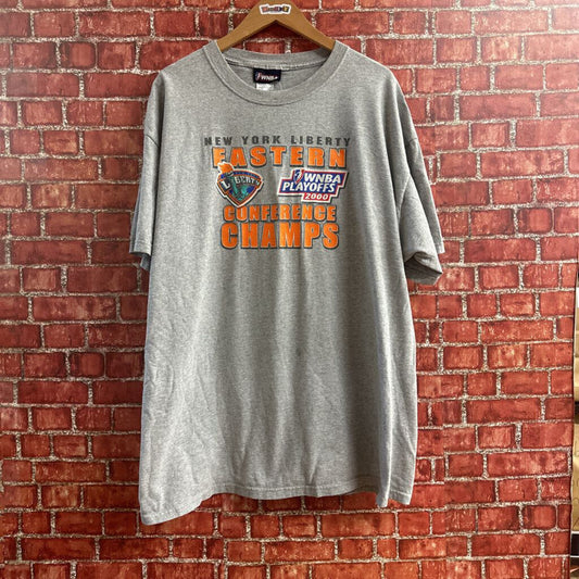 Vintage 2000 WNBA New York Liberty Basket ball tee grey Size 2XL