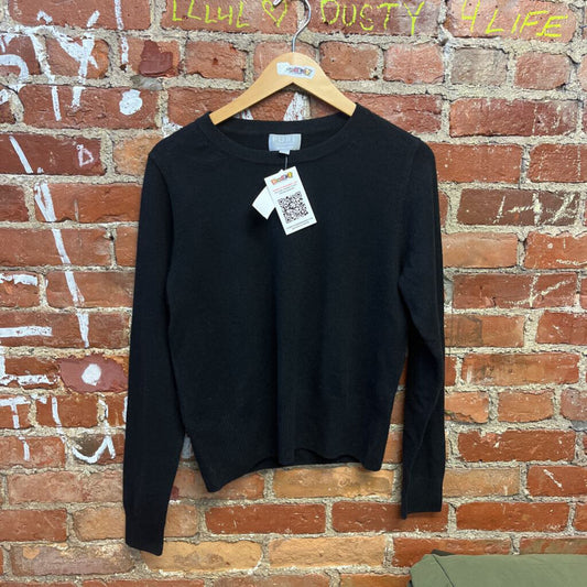 Pure Cashmere Black Crewneck Knit Sweater Size 8