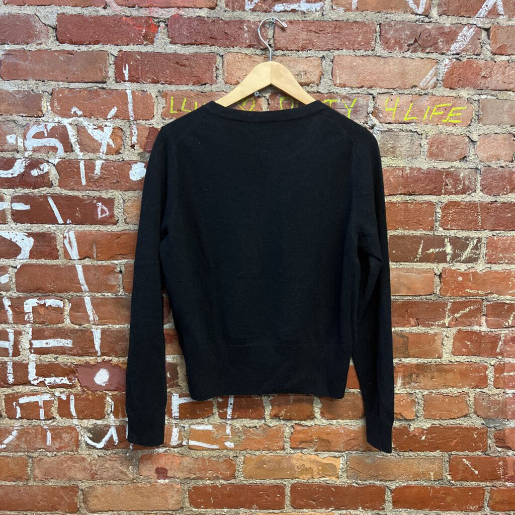 Pure Cashmere Black Crewneck Knit Sweater Size 8