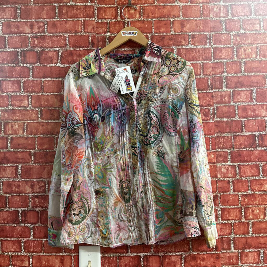 Bianca Paisley Long Sleeve Top Size Large