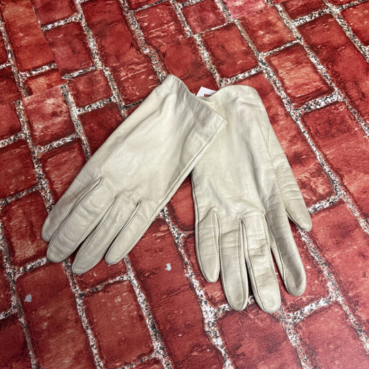 Vintage Grandoe White Leather Gloves Size S