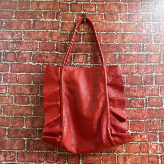 Uno Alla Volta Leather Ruffle handbag red