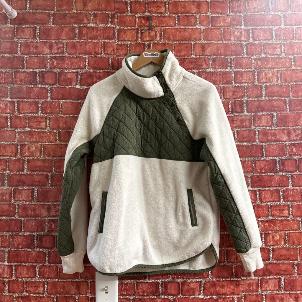 Abercrombie Fleece White Green Size S