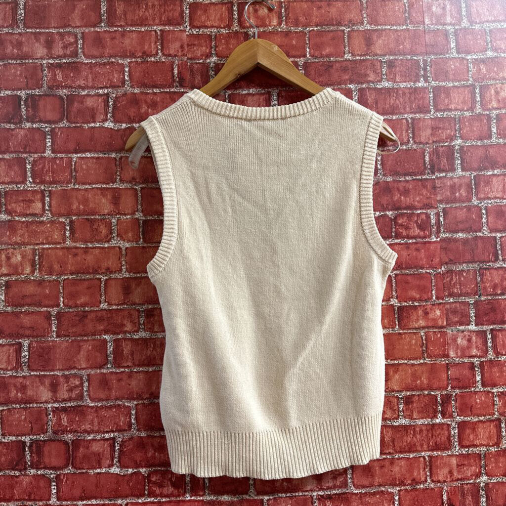 Zara Knit Cardigan Vest Cream Size M