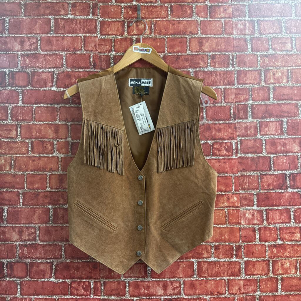 Vintage Mona Mode Suede Fringe Vest brown Size S