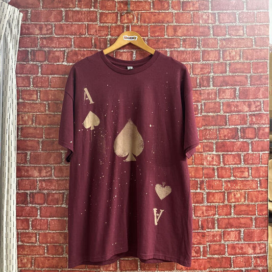 handmade Painted Cards Tee Red Size XL