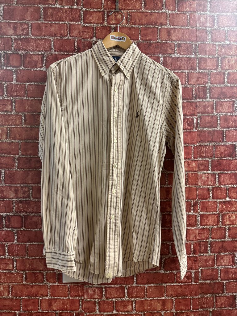 Ralph Lauren Striped Button Down Tan brown Size S