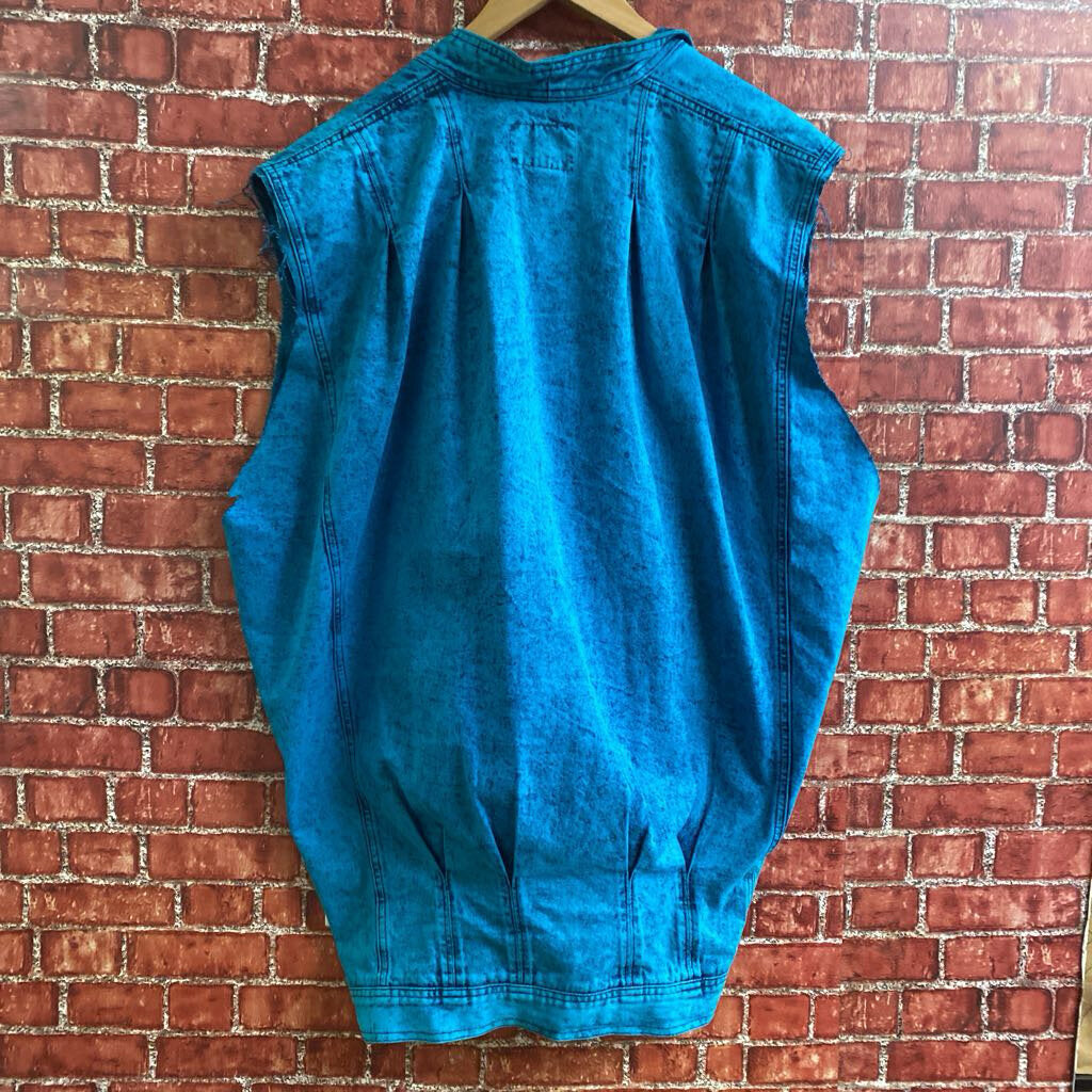 Vintage Sundance Acid Wash Vest Blue Size L