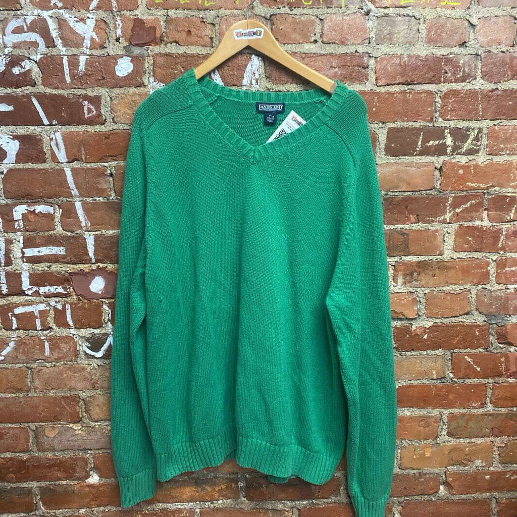 Lands End Green Knit Sweater XL