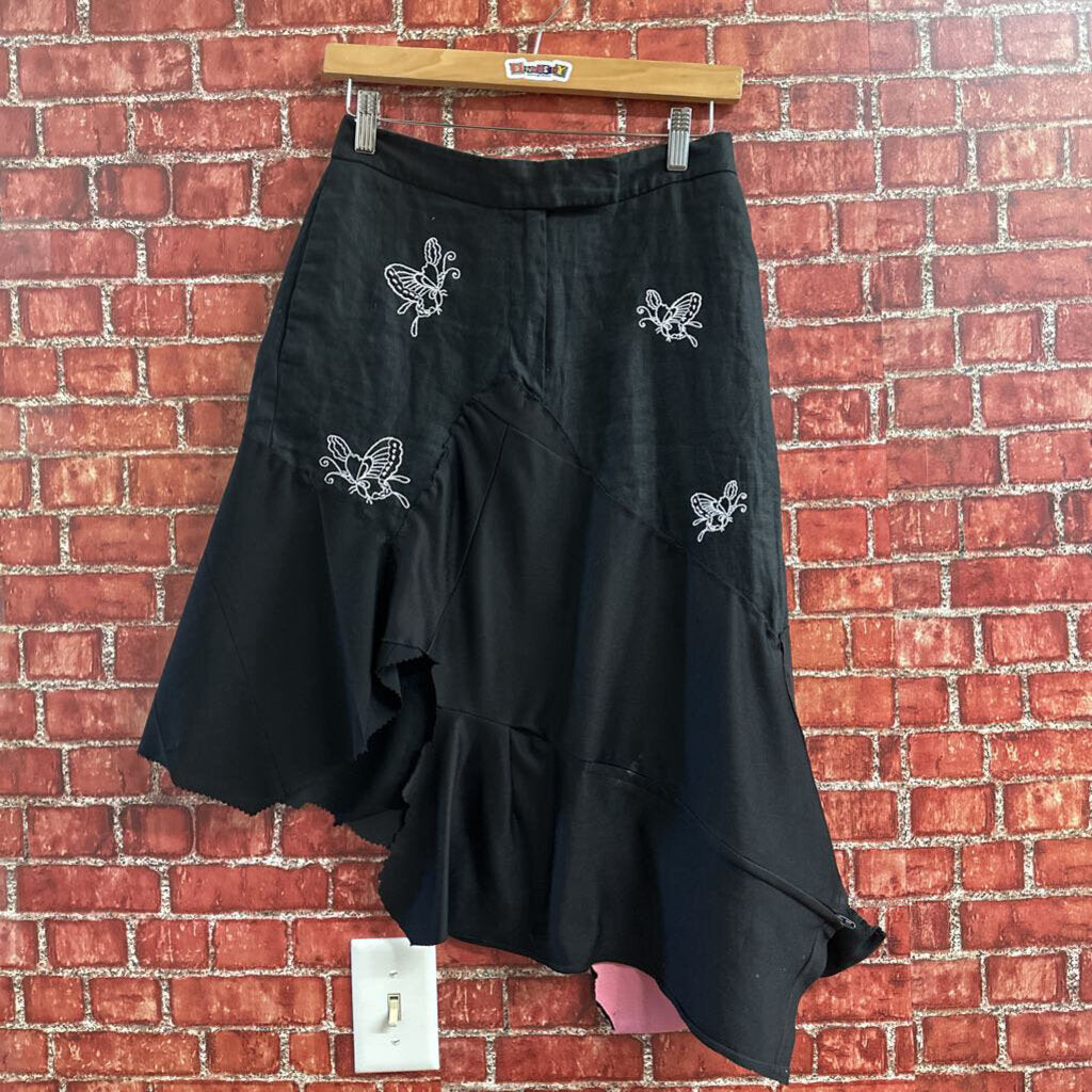 Handmade Asymmetrical Skirt Black Size 4