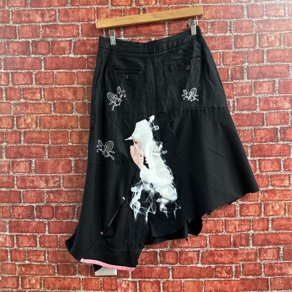 Handmade Asymmetrical Skirt Black Size 4