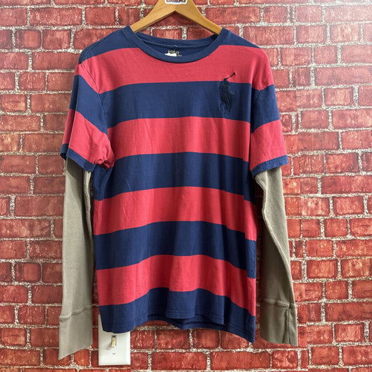 Polo Ralph lauren Striped Long Sleeve Thermal tee Blue red Size XL