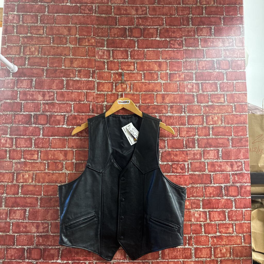 Unbranded Black Leather Vest Size Large