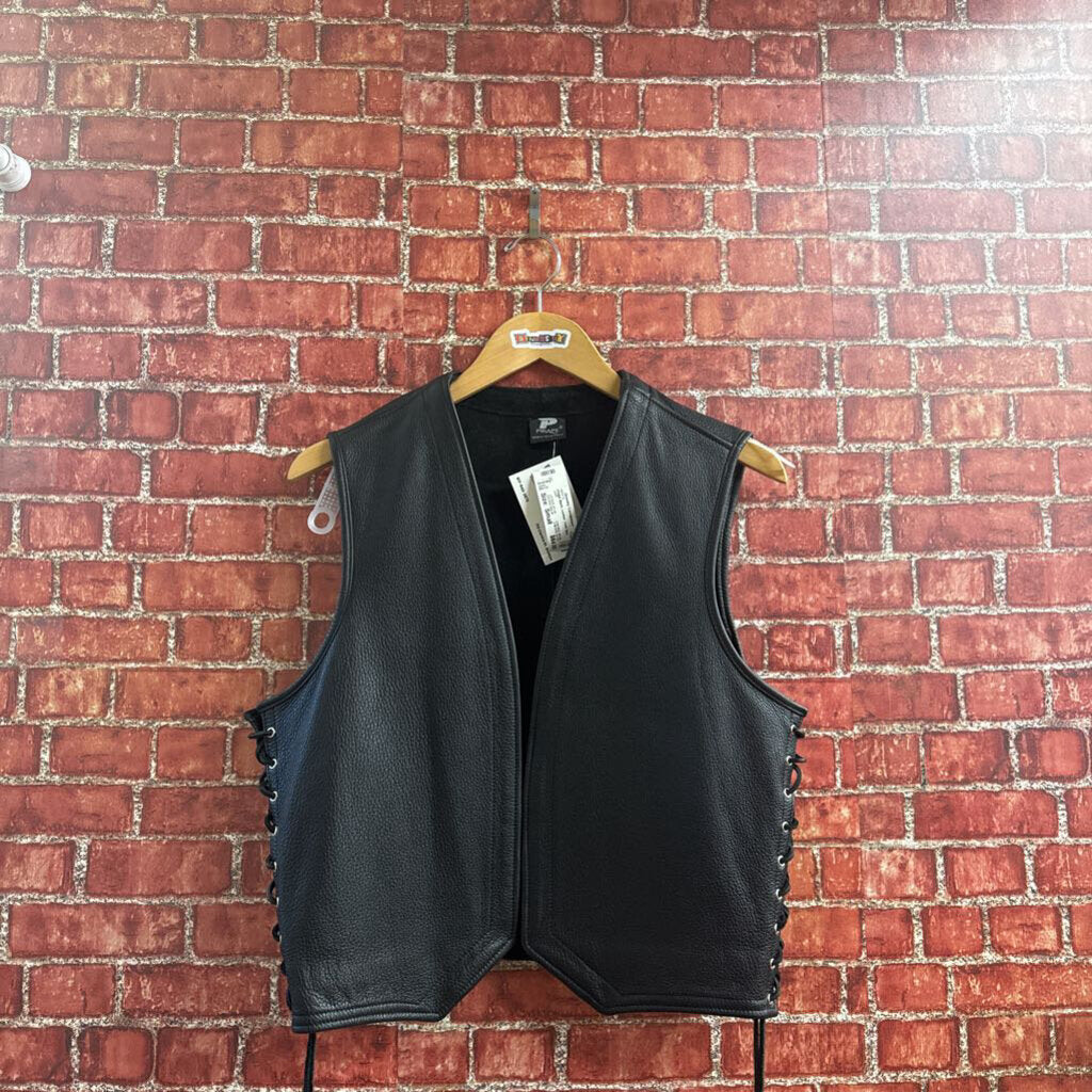 Priape Black Leather Vest Size Small