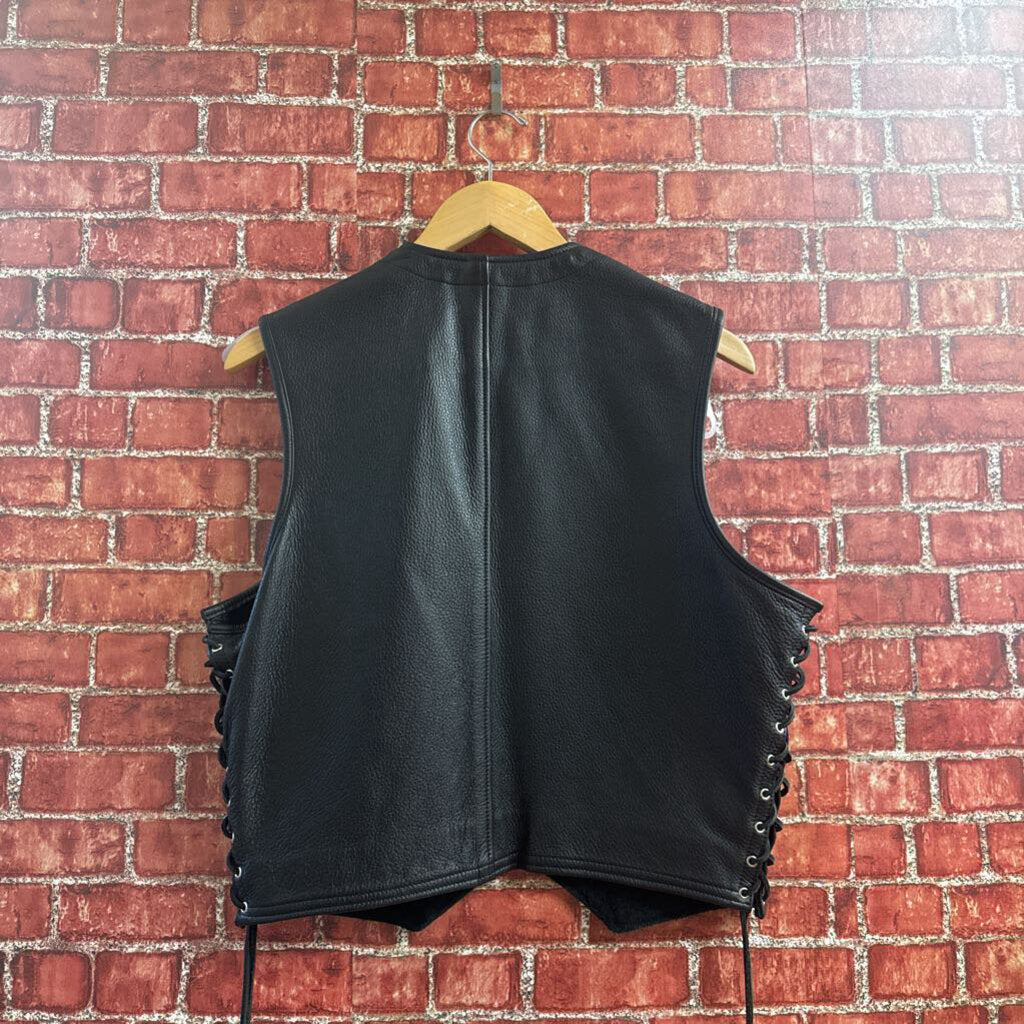 Priape Black Leather Vest Size Small