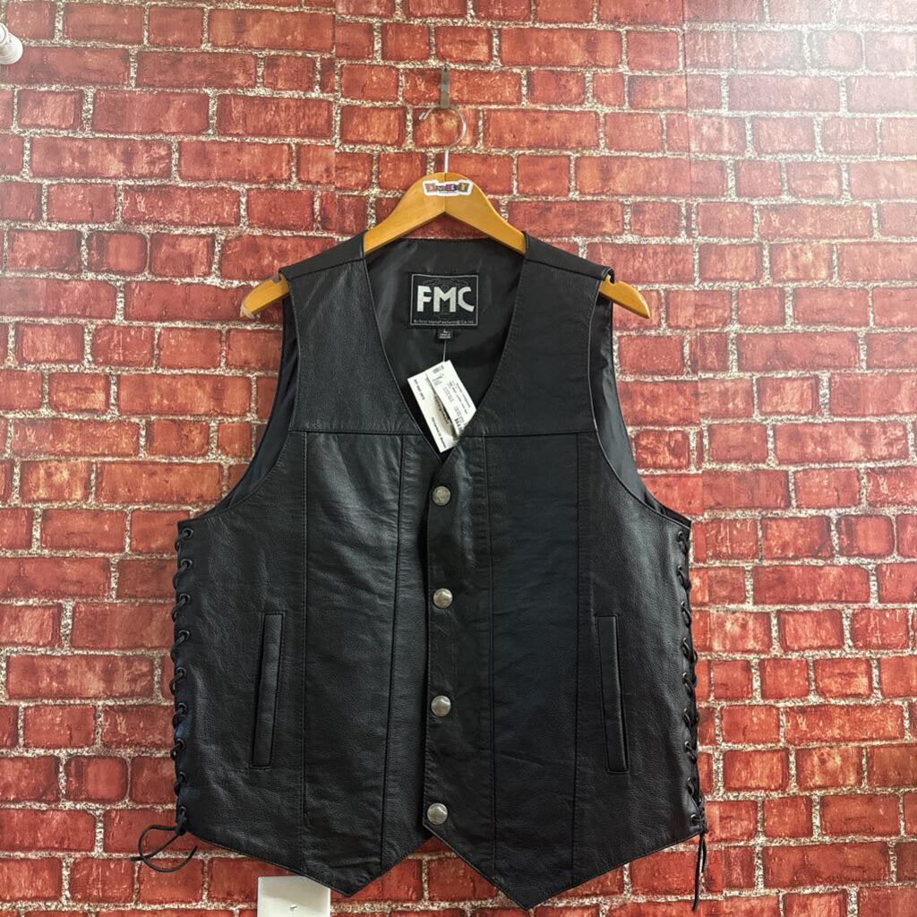 FMC Black Leather Vest Size Large