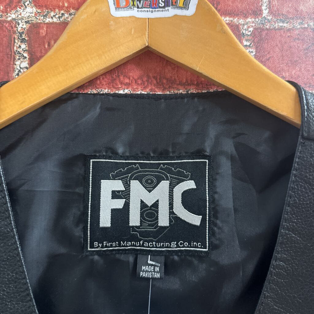 FMC Black Leather Vest Size Large