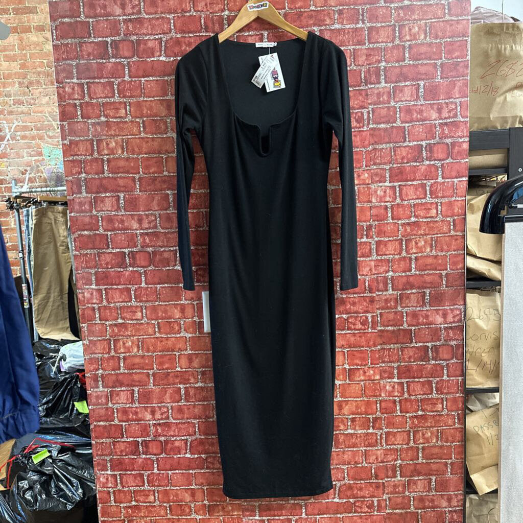 Good American Long Sleeve Bodycon Dress Black Size 2