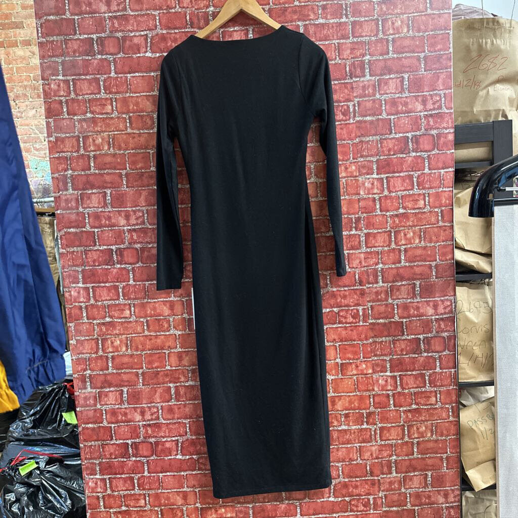 Good American Long Sleeve Bodycon Dress Black Size 2