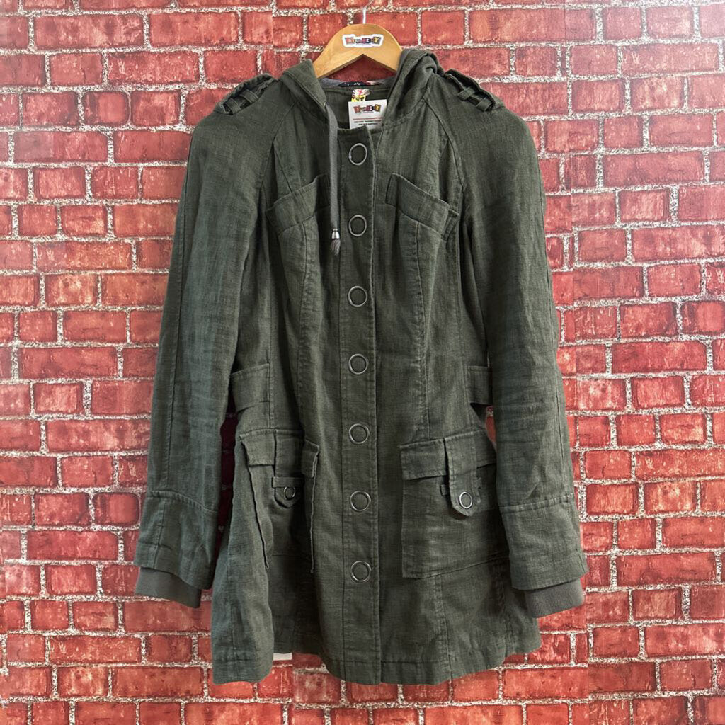 Free People Hooded Jacket Green Size 4