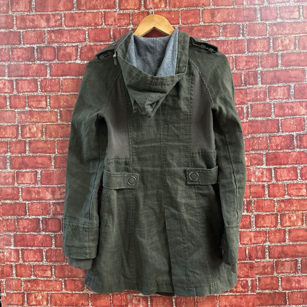 Free People Hooded Jacket Green Size 4